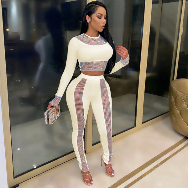 Women's new round neck long-sleeved top with pencil pants slim pants CY9084