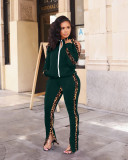 Women's leopard pattern stitching strapless fashion sports suit two-piece suit RSN774
