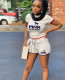 Cute letters sports street hipster hedging fashion casual two-piece suit MW8309
