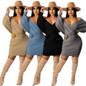 Hot sexy deep V dress nightclub clothes A7212