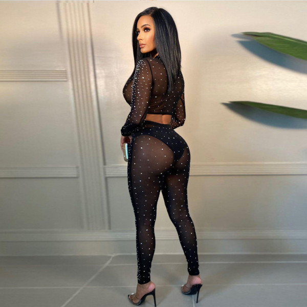 Sexy Slim Hot Rhinestone Hot Two Piece Set UK2239