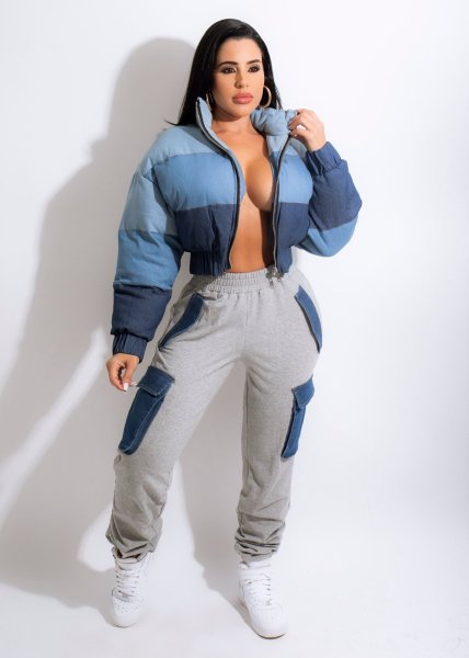 Ladies Fashion Casual Ladies Denim Gradient Stitching Cotton Jacket Jacket G0430