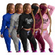 Fashion women's printed sports casual trousers two-piece suit Q77312