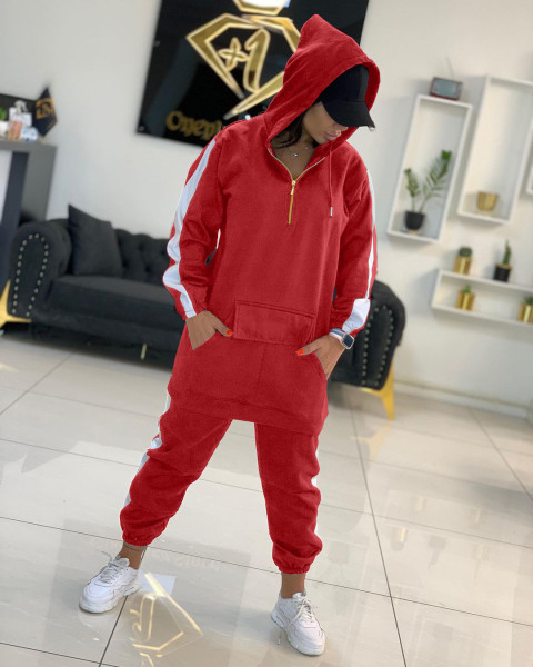 Sexy fashion solid color stitching hooded sweatshirt sports suit YX9299