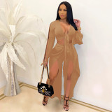 Deep V solid color two-piece shop clothes A7214
