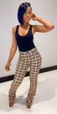 Printed pleated pleated hip-lifting slim-fit micro-flared sweatpants women CM2163