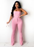 New sexy tube top strapless top stitch decoration slim flared trousers nightclub suit CM2162