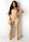 New sexy tube top strapless top stitch decoration slim flared trousers nightclub suit CM2162