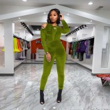 Casual velvet off-shoulder pleated jumpsuit YD8539