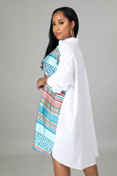 Autumn and winter fashion and refreshing positioning printing long-sleeved shirt dress for women W9321
