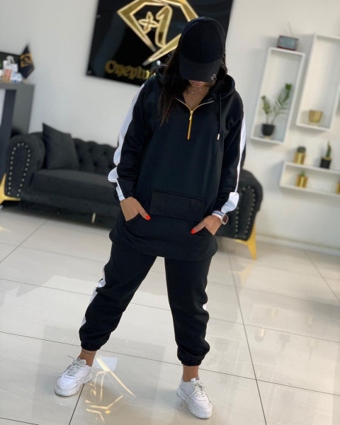 Sexy fashion solid color stitching hooded sweatshirt sports suit YX9299