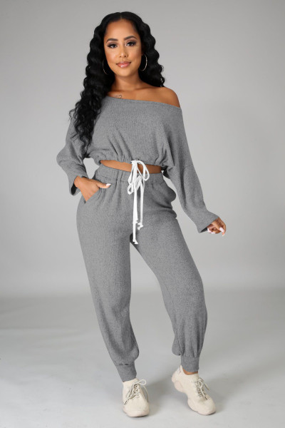 Autumn and winter models hot-selling multi-color casual loose rowan two-piece suit W9324 