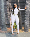 Women's sexy long pleated jumpsuit with zipper JC7029