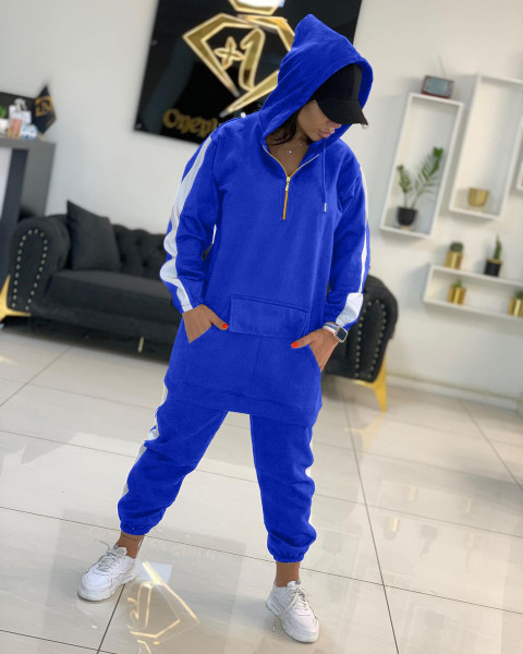 Sexy fashion solid color stitching hooded sweatshirt sports suit YX9299