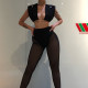 2021 summer new women's sexy low-cut sleeveless loose vest mesh see-through trousers two-piece suit K21S04940