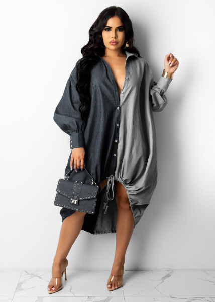 2021 autumn and winter hot sale ladies over size loose denim shirt skirt irregular denim skirt G0422