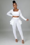 Women's autumn and winter sweet and fresh square neck long-sleeved ruffled trousers two-piece suit D943