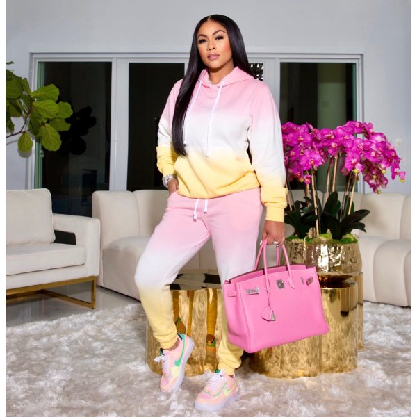 Women's autumn and winter new sweater gradient color suit street sweater suit  C656