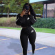 Fashion small pit strip fabric embroidery sexy two-piece suit QY18033
