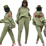 Autumn and winter long-sleeved solid color suit sweater sweater urban casual green suit halter zipper hoodie GT9949