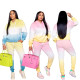 Women's autumn and winter new sweater gradient color suit street sweater suit  C656
