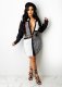 Women's fashion houndstooth stitching contrast color ladies shirt mid-length skirt G0425