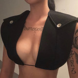2021 summer new women's sexy low-cut sleeveless loose vest mesh see-through trousers two-piece suit K21S04940