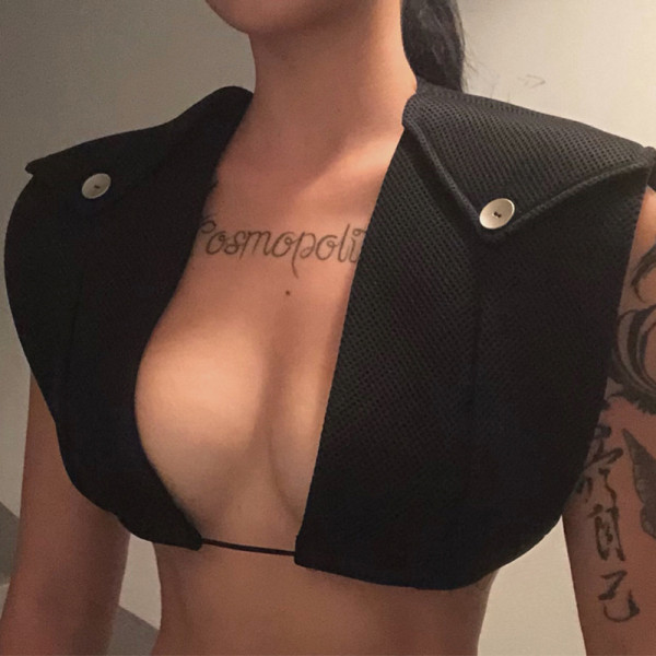 2021 summer new women's sexy low-cut sleeveless loose vest mesh see-through trousers two-piece suit K21S04940