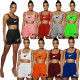 Letter print camisole shorts sports suit R1122