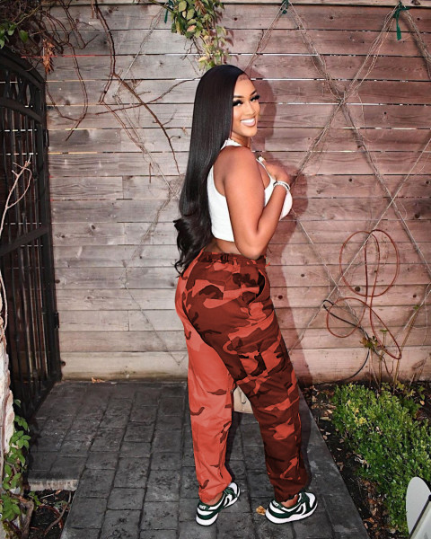 2021 spring Amazon independent station cute camouflage pants with double camouflage slacks M6376