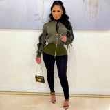 Women's Drawstring waist flight suit Double zippers Jacket clip XM7007