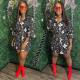 Fashion printed shirt dress (including belt) Y71131