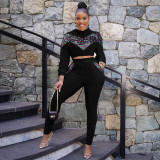 Women's Drawstring Sequins Fashion Sexy 2 Piece Set Women SZ8191