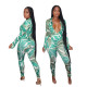 Printed sexy skinny two-piece deep V-neck GT9953