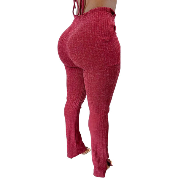 Large size women's solid color pit strip cotton three-piece fashion suit H1756