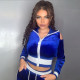 2021 autumn and winter new fashion lapel strapless stitching velvet top sexy shorts suit K21S08030