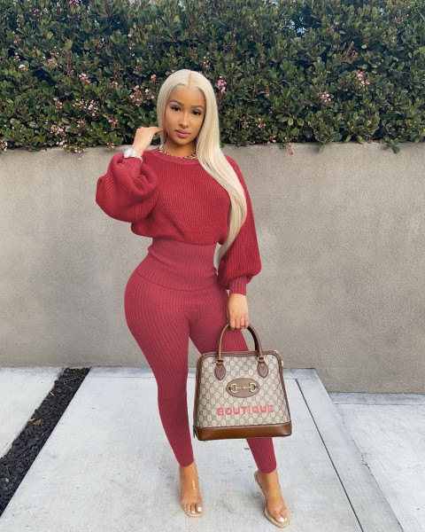 Nightclub solid color wool bat sleeves waist slim pants casual two-piece suit MN88825