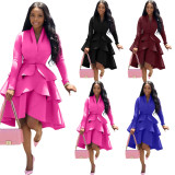 Ladies sexy multi-layer ruffled irregular dress AC8238