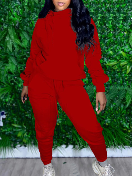 Oblique collar solid color two-piece suit S66318