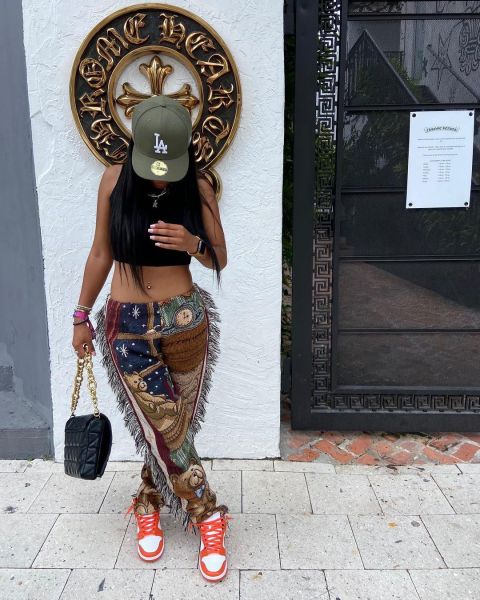 Women's autumn and winter new products popular fashion cartoon print tassel casual pants LS6479