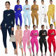 Letter embroidery sports suit pullover sweater without hood trousers stacked ruffled ladies suit R8811