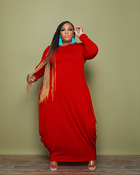 Large size autumn and winter new women's clothing irregular solid color dress S90091