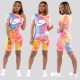 Letter print two-piece short sleeve sports suit R6666