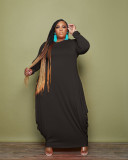Large size autumn and winter new women's clothing irregular solid color dress S90091