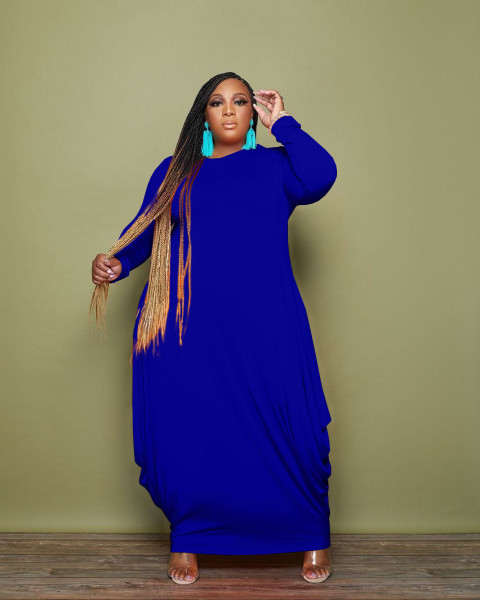 Large size autumn and winter new women's clothing irregular solid color dress S90091