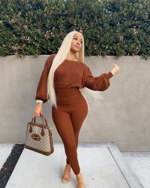 Nightclub solid color wool bat sleeves waist slim pants casual two-piece suit MN88825