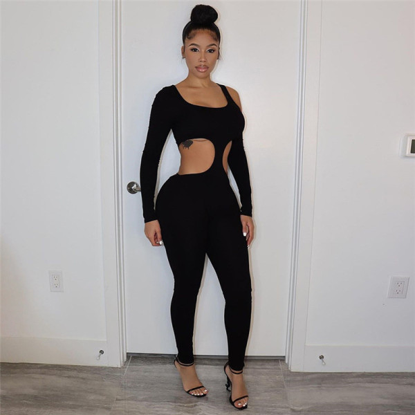 2021 autumn women's new sexy hollow high-waisted hip-fitting yoga sports fitness jumpsuit K21Q07830