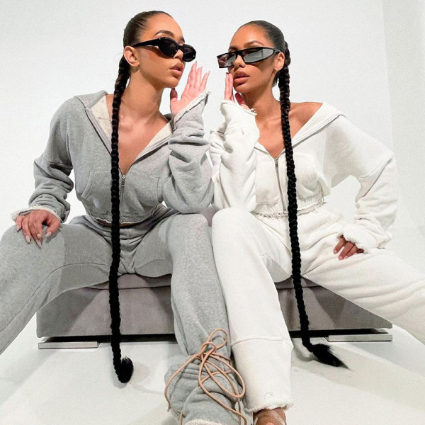 Fashion women's 2021 autumn new solid color hooded pocket sweater slim trousers suit K21ST539