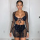 Ladies' sexy bandage, mesh bronzing two-piece set (including chest pad) B9306