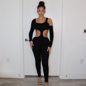 2021 autumn women's new sexy hollow high-waisted hip-fitting yoga sports fitness jumpsuit K21Q07830